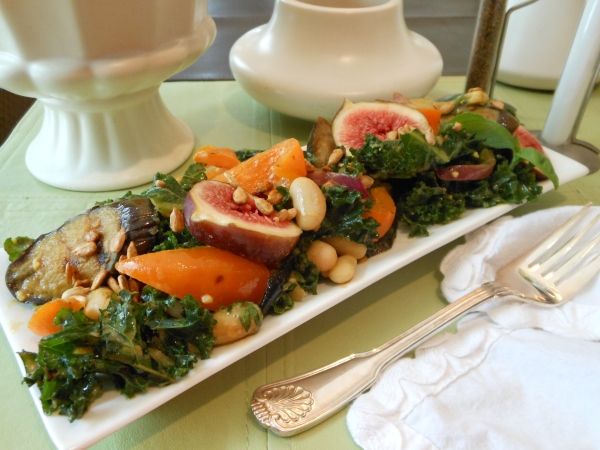 Recipe: Kale Salad with Grilled Eggplant, White Beans and Fresh Figs