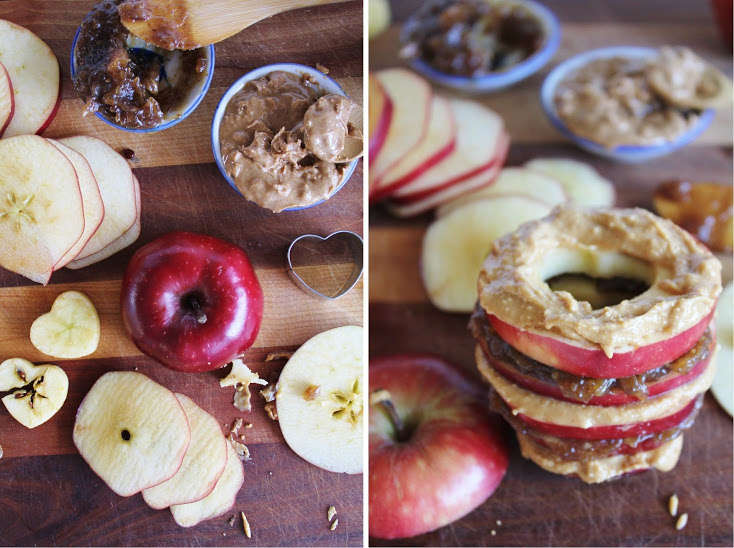 Raw Apple Sandwiches with Date Caramel + Almond Butter