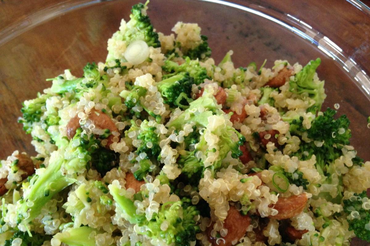 Broccoli Salad With Quinoa, Scallions and Roasted Cashews [Vegan, Gluten-Free]