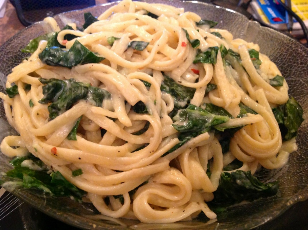 spicy alfredo with greens