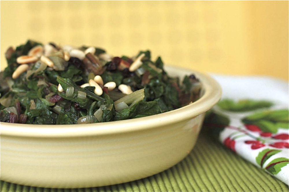 swiss-chard-with-onions-currants-and-pine-nuts