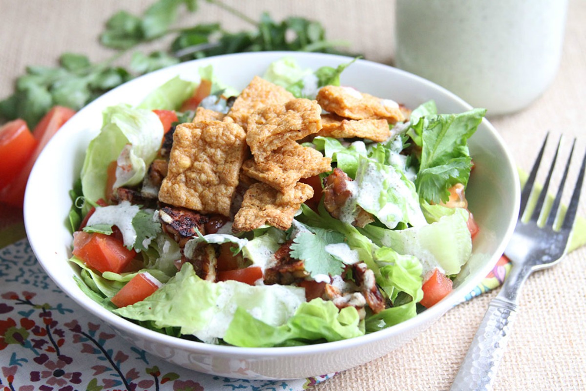 Classic BLT Salad With Creamy Ranch and Chickpea Croutons [Vegan, Gluten-Free]