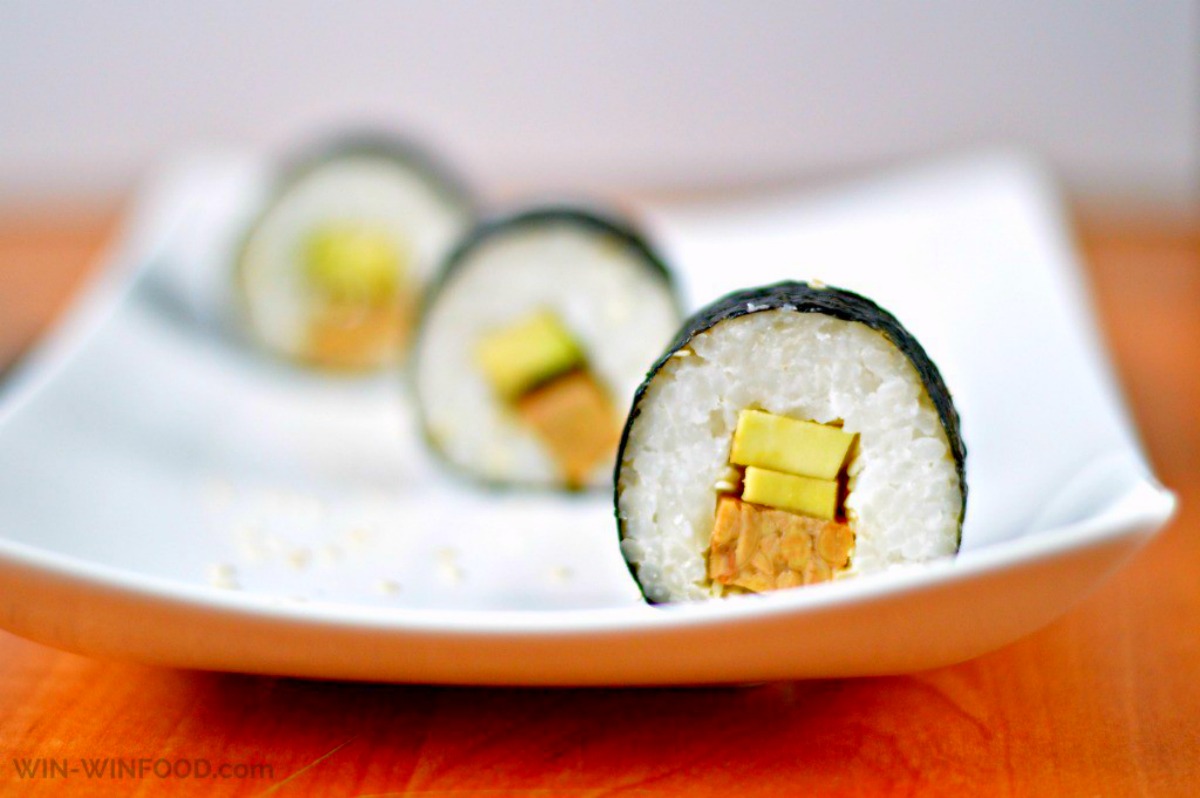 Veggie Sushi With Smoked Tempeh and Avocado [Vegan, Gluten-Free]
