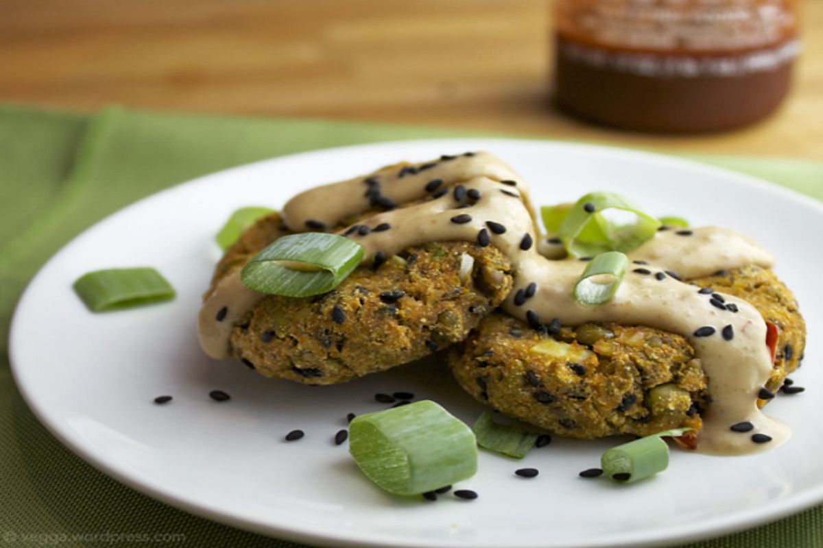 Baked Sweet Potato and Mung Bean Croquettes With Peanutty Coconut Sauce [Vegan, Gluten-Free]