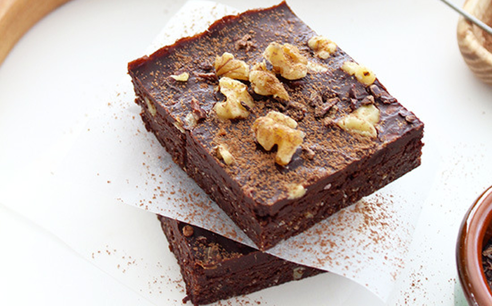 Easiest-Ever, Ultra-Decadent Raw Chocolate Walnut Brownies [Vegan, Gluten-Free]