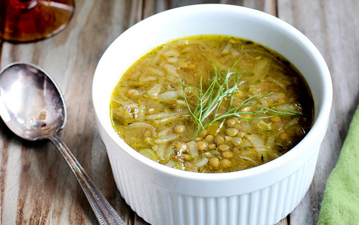 French Onion, Fennel, and Green Lentil Soup [Vegan, Gluten-Free]