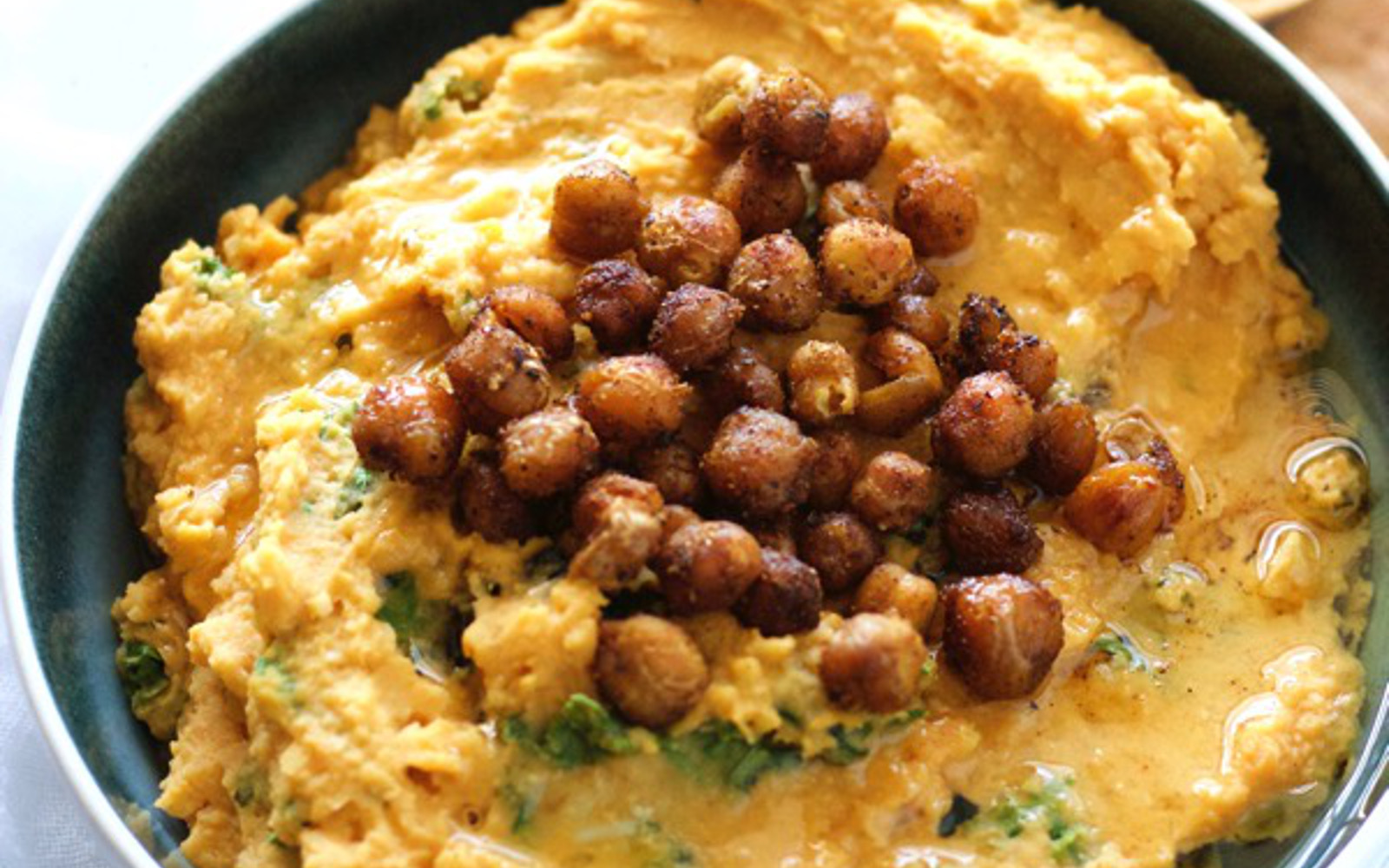 Sweet Potato Hummus With Roasted Chickpeas