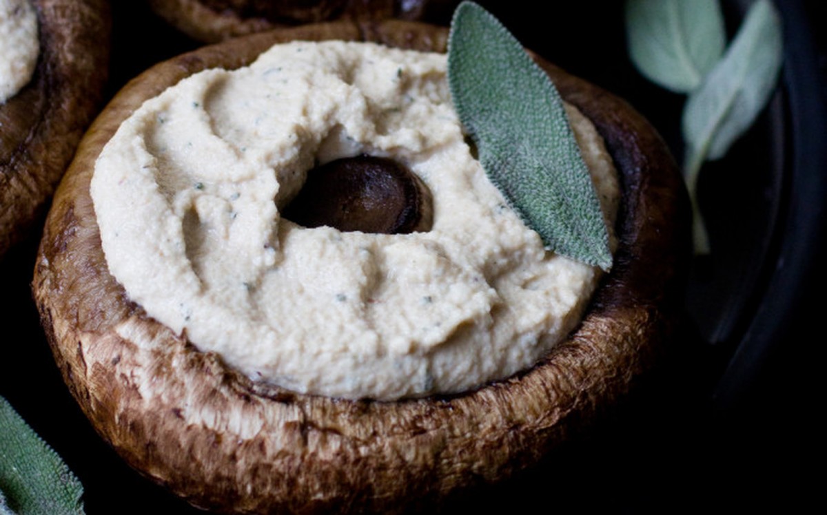 Cashew 'Ricotta' and Sage Stuffed Portobello Mushrooms [Vegan, Gluten-Free]
