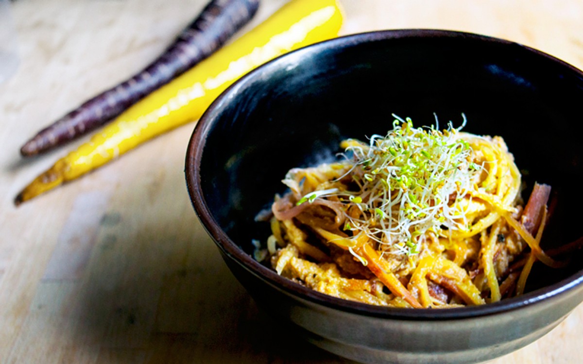 Heirloom Carrot Pasta With a Sunflower Cheese Sauce
