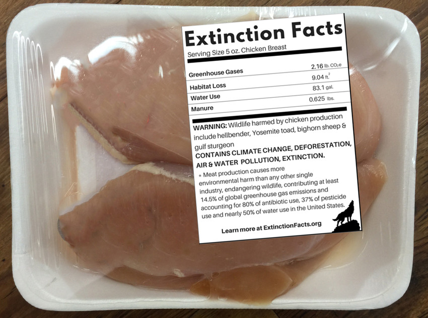 Extinction Facts Labels Expose What Our Meat Addiction Means for Wildlife