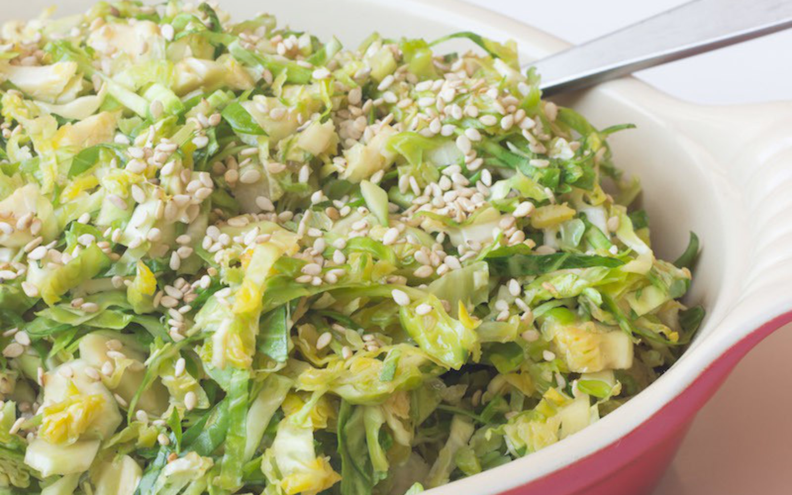 easy sesame brussels sprouts slaw