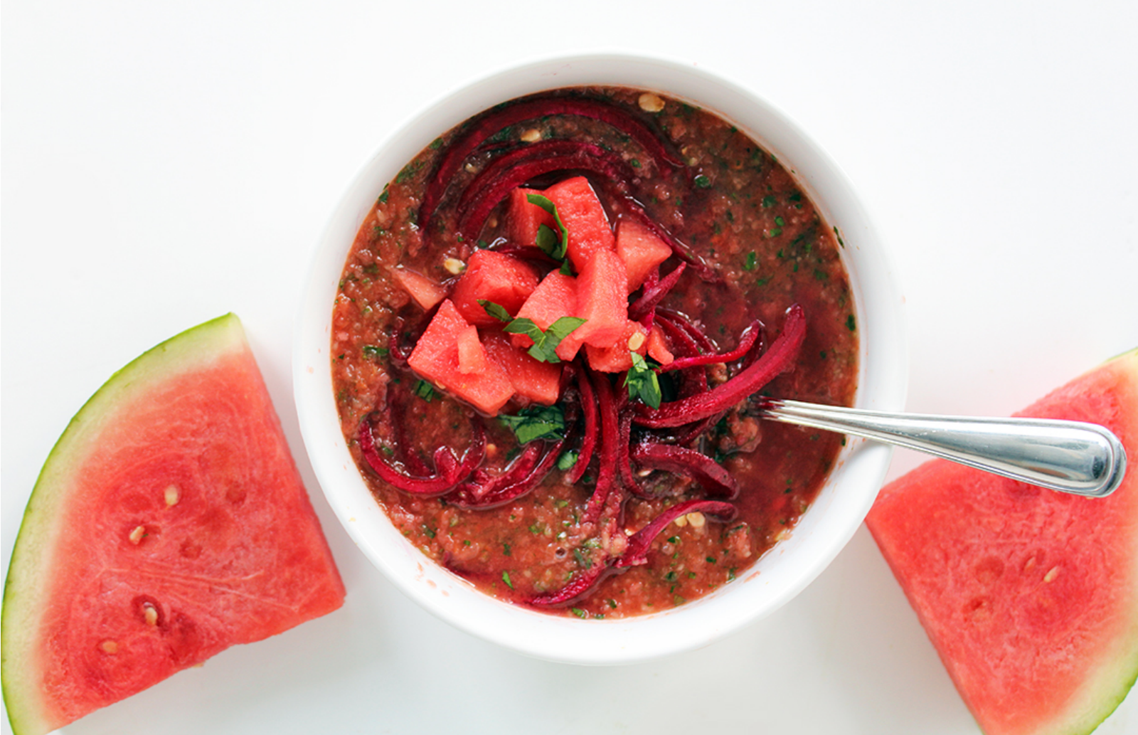 Watermelon Gazpacho With Beet Noodles [Vegan]