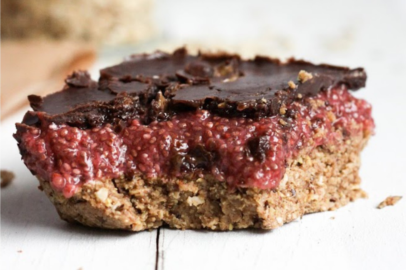 Almond Butter and Chia Jam Bars With Chocolate [Vegan]