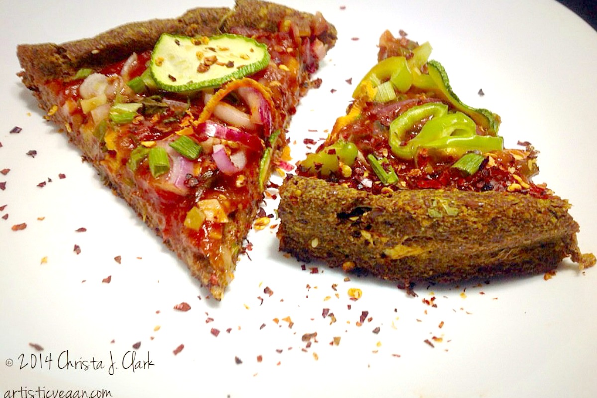 One Bowl Gluten-Free, Oil-Free Flax Meal Pizza Crust [Vegan]