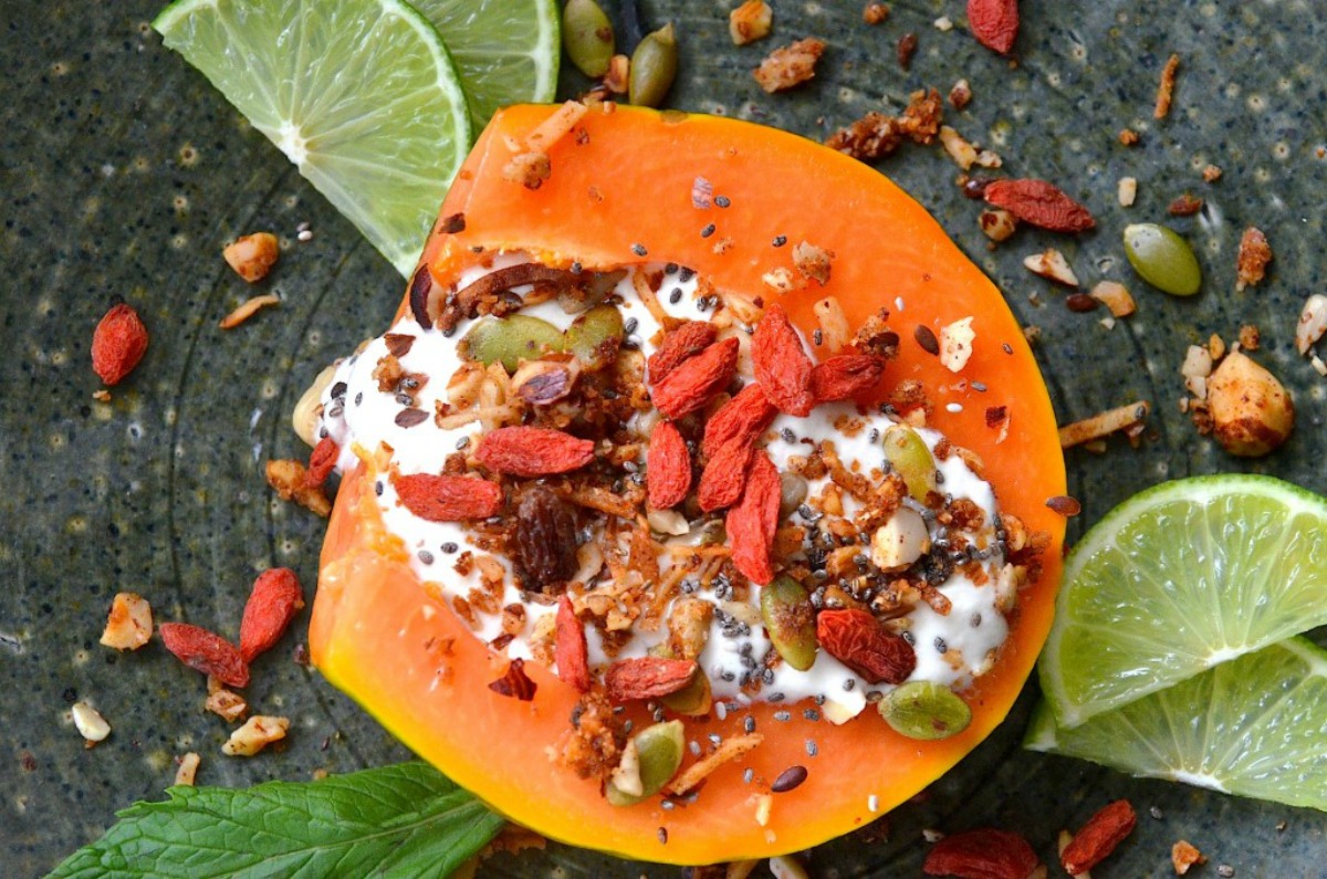 Papaya and Coconut Yogurt Breakfast [Vegan, Gluten-Free]