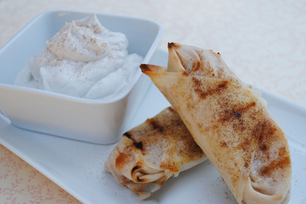 Grilled Apple Pie Rolls With Coconut Whipped Cream