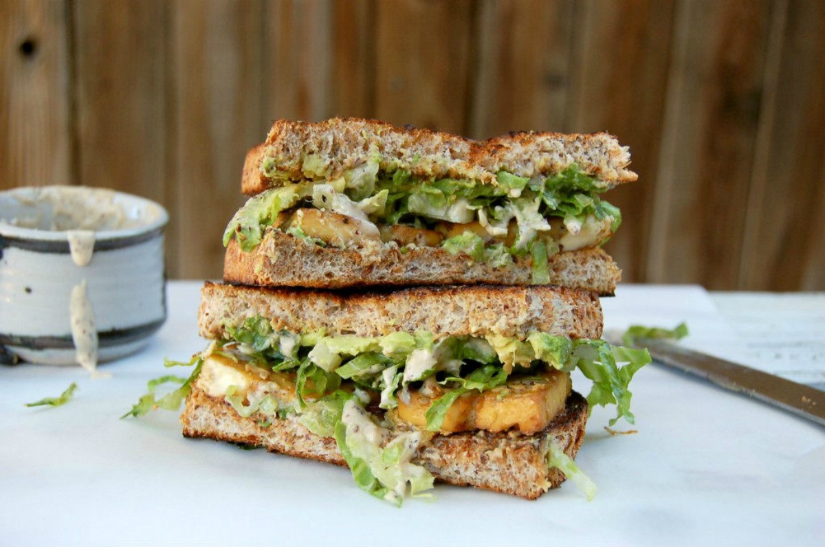 Baked Tofu Caesar Sandwich [Vegan]
