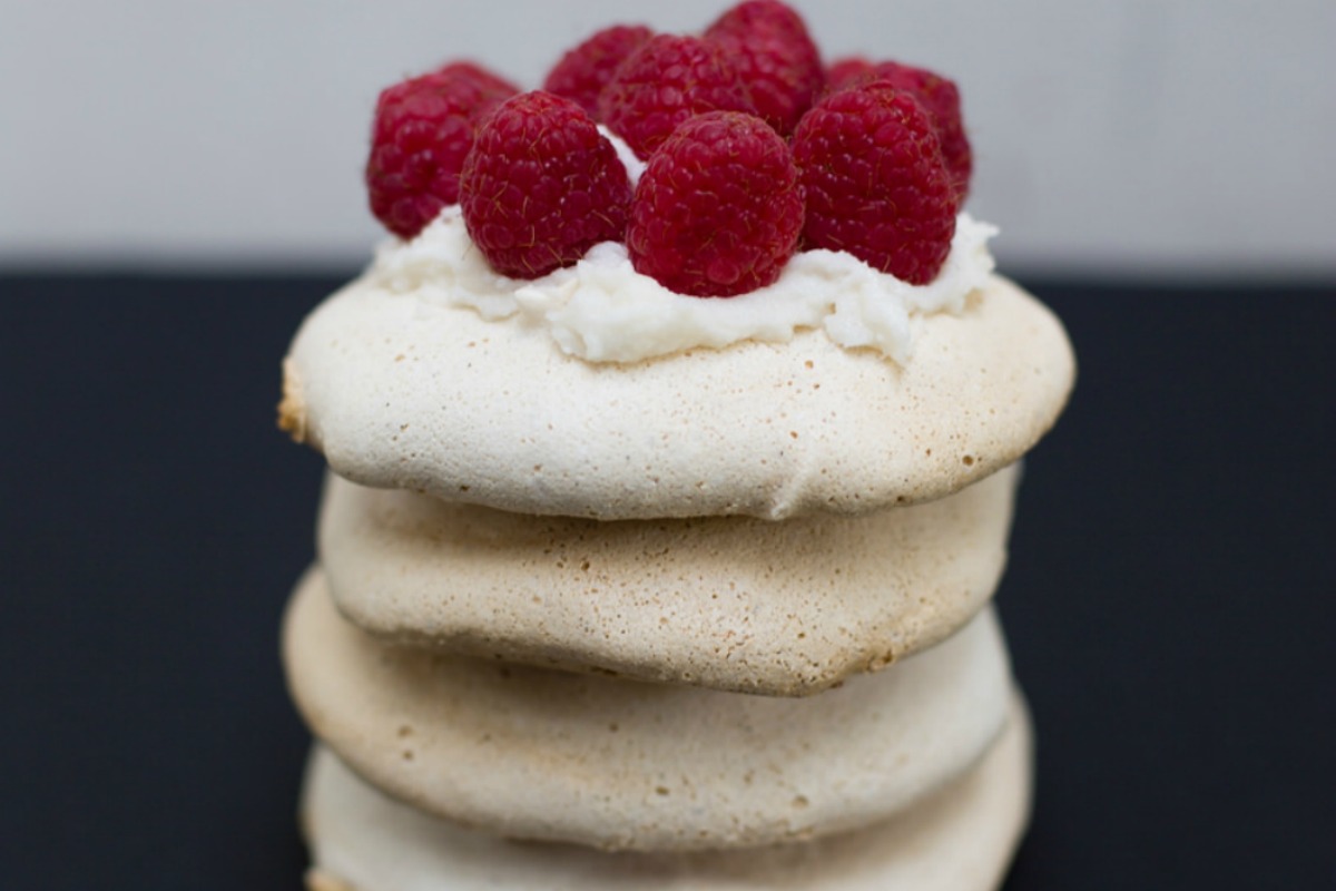Mini Vanilla Bean Pavlovas With Coconut Whip and Raspberries [Vegan, Gluten-Free]