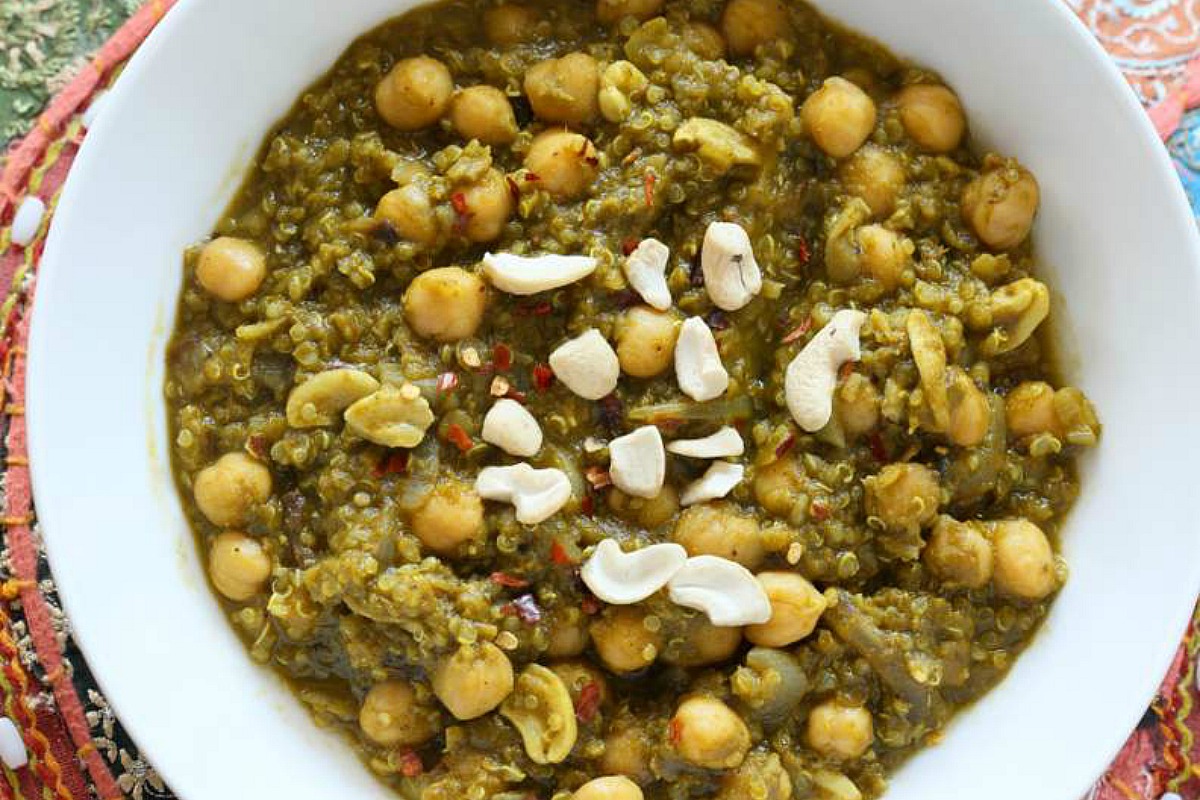Chickpea Spinach Stew With Lentils and Quinoa [Vegan, Gluten-Free]