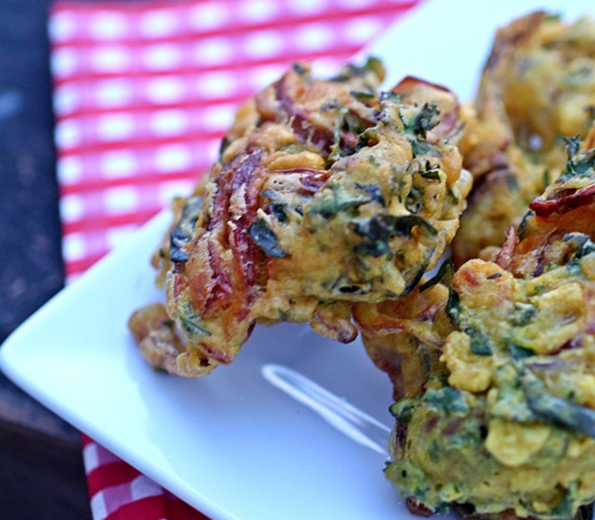 Indian Onion and Kale Fritters