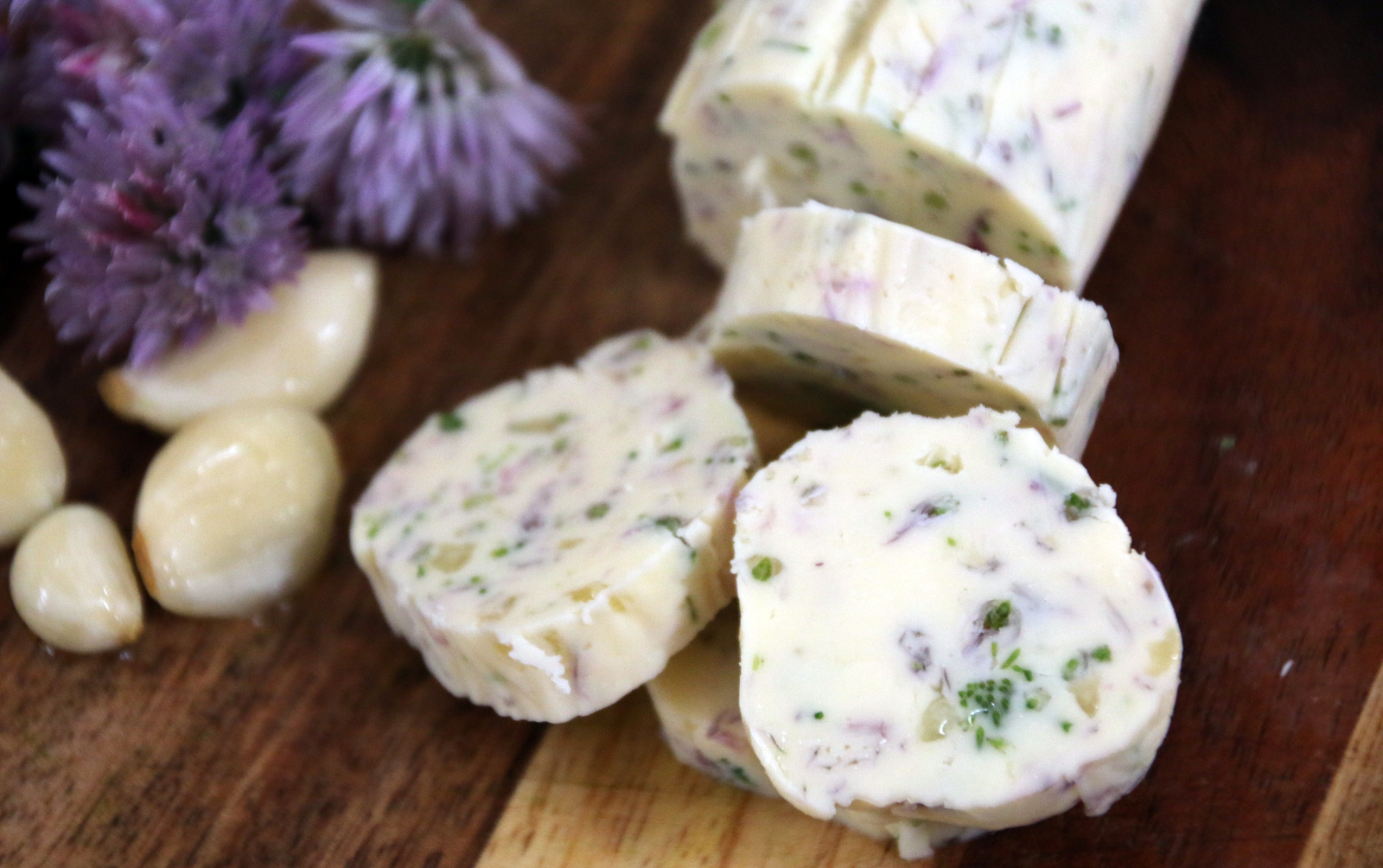 Garlicky Chive Blossom Butter