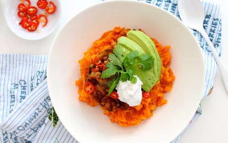 Lentil Stew With Sweet Potato and Carrot Mash [Vegan]