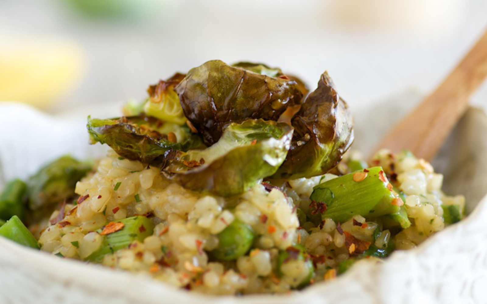 risotto with crispy brussels sprouts