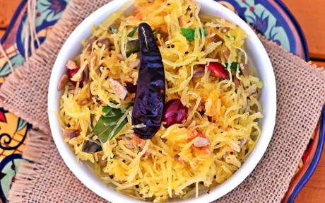 Spaghetti Squash With Toasted Mustard Seeds and Cranberries