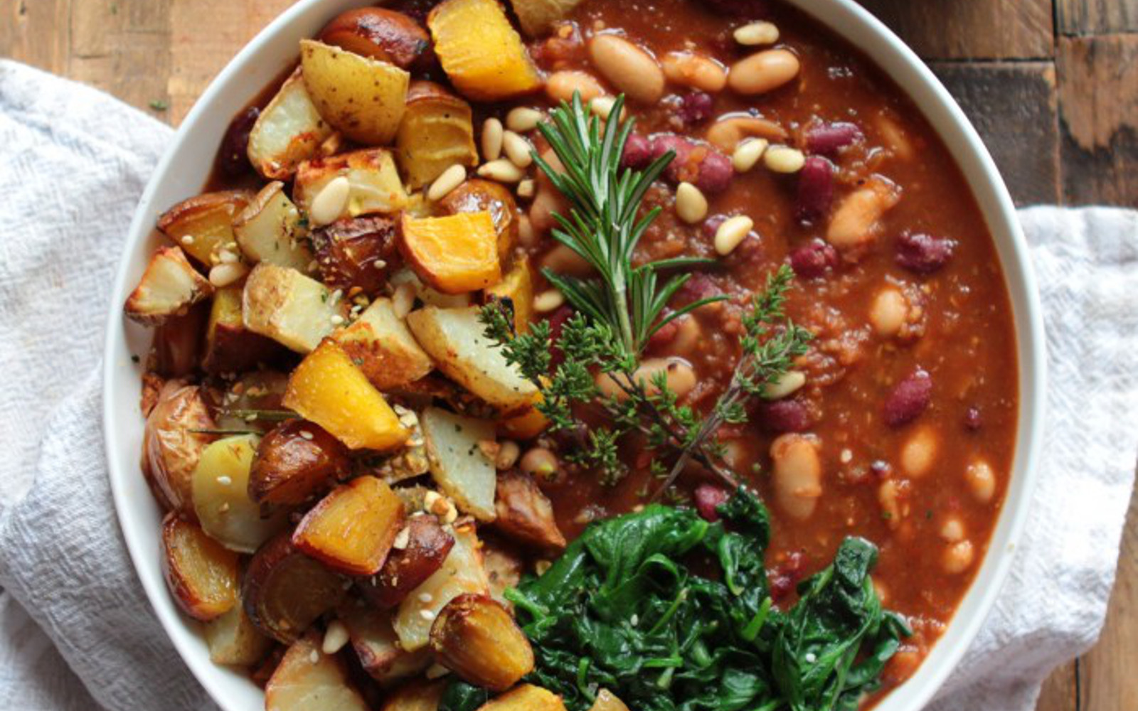 Spicy Bean Chili With Roast Potatoes