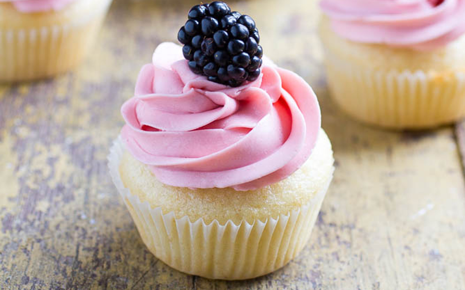 Vegan Vanilla Cupcakes With Blackberry Cream Cheese Frosting