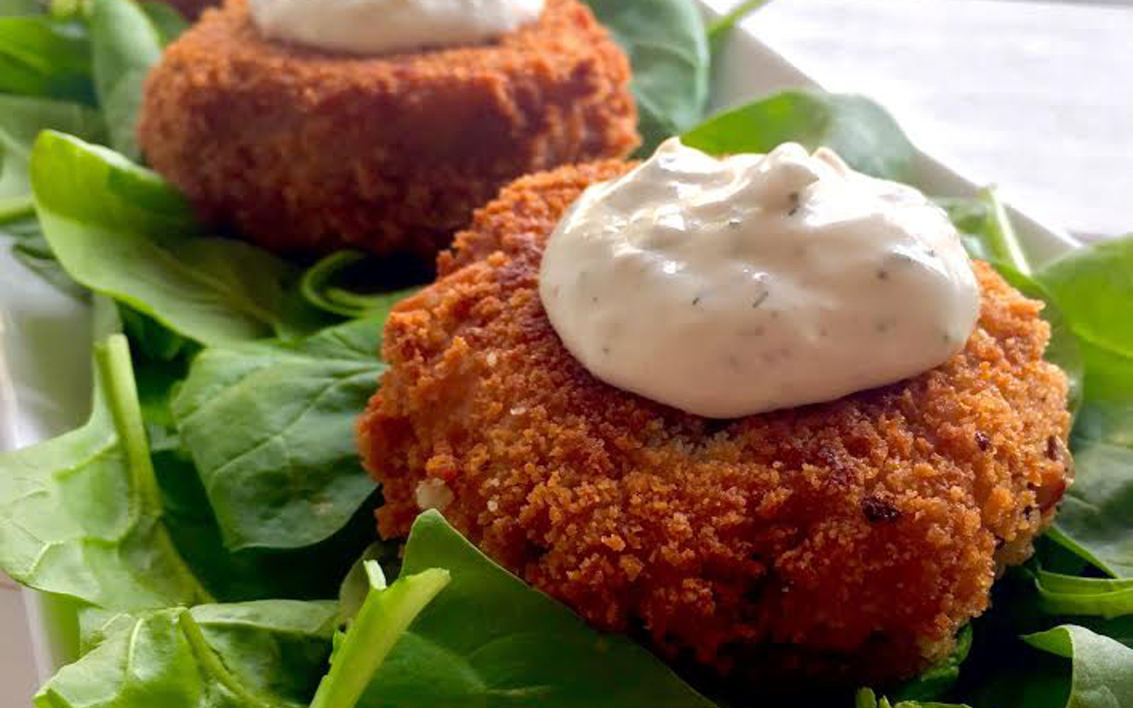 Battered Hearts of Palm Crab Cakes With Tartar Sauce
