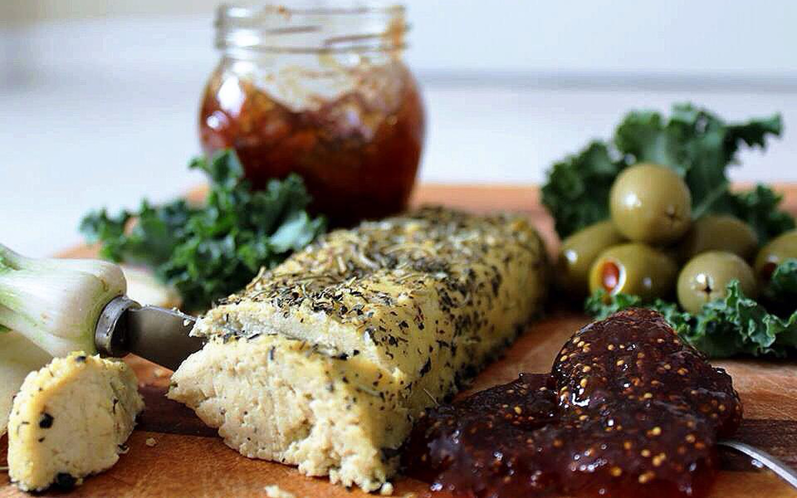 Decadent Baked Herb-Crusted Cashew-Almond Cheese