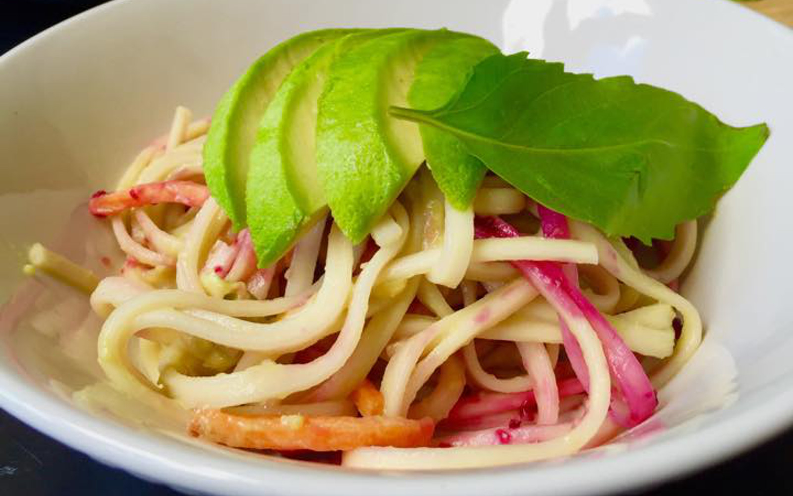 Chilled Udon Noodles With Wasabi Avocado Dressing