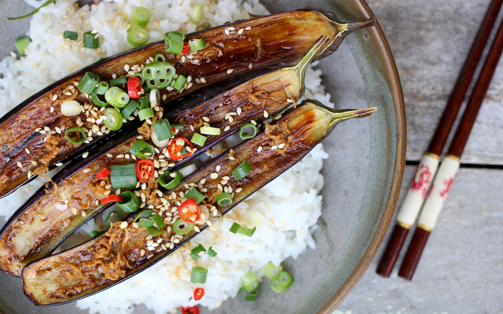 Grilled Eggplant With Ginger Dressing