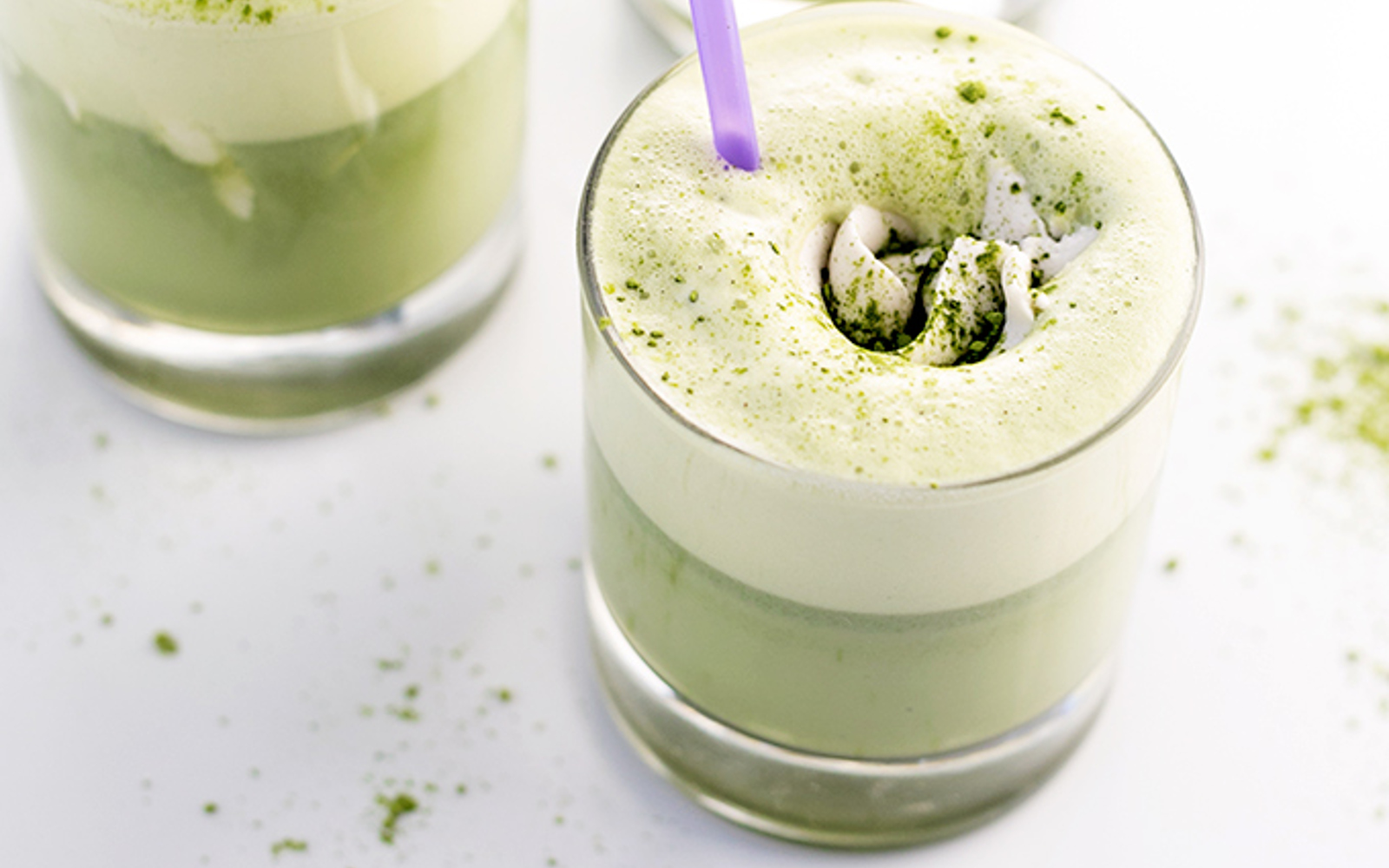 Vegan Iced Matcha Green Tea Frappé With Coconut Whip