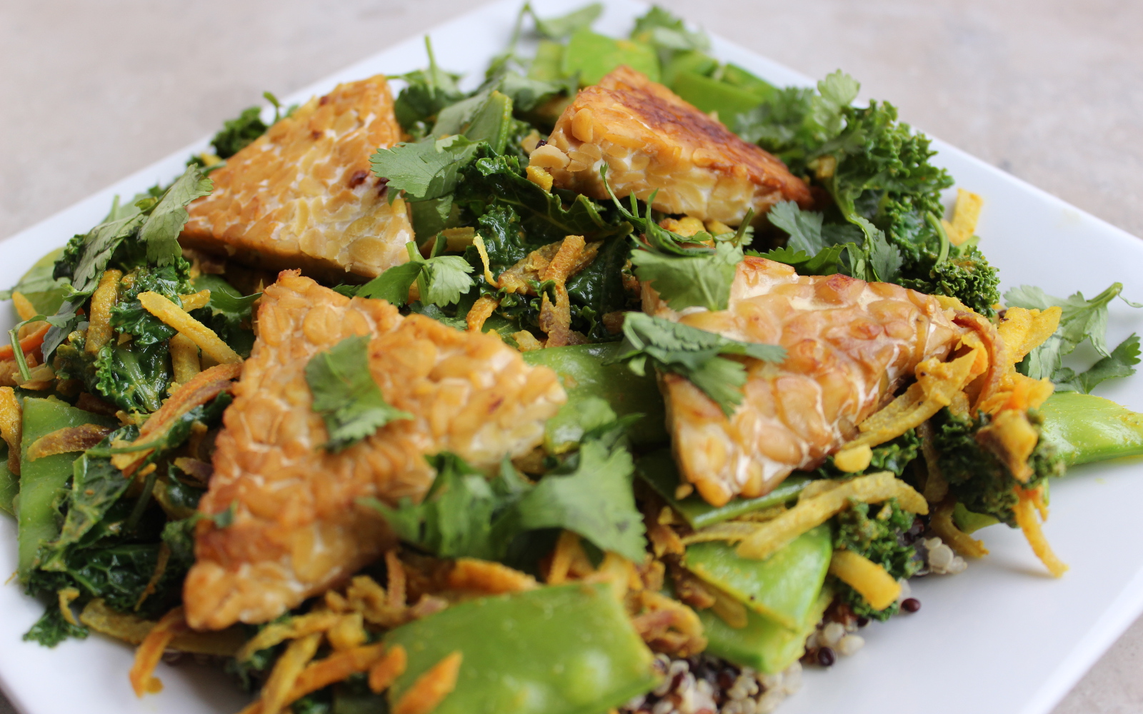 Curried Vegetables with Tempeh Triangles