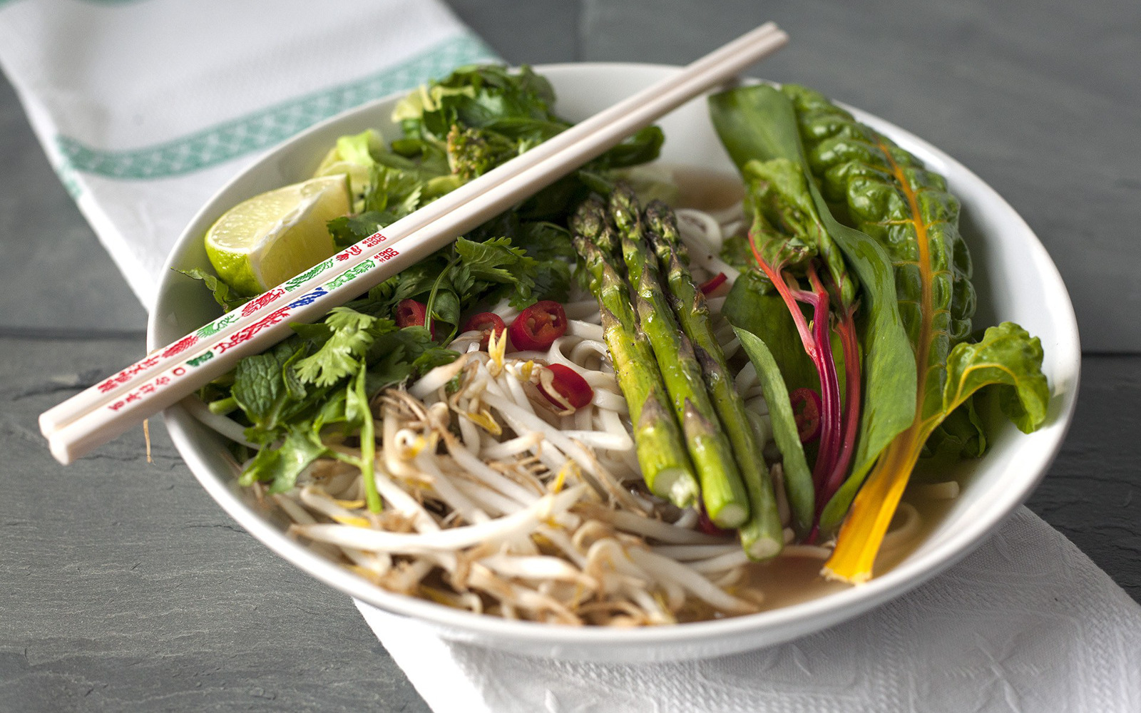 Pho With Grilled Asparagus