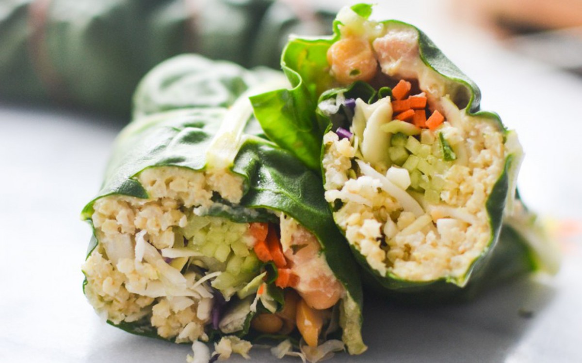 Rainbow Chard Wraps With Millet and Chickpeas