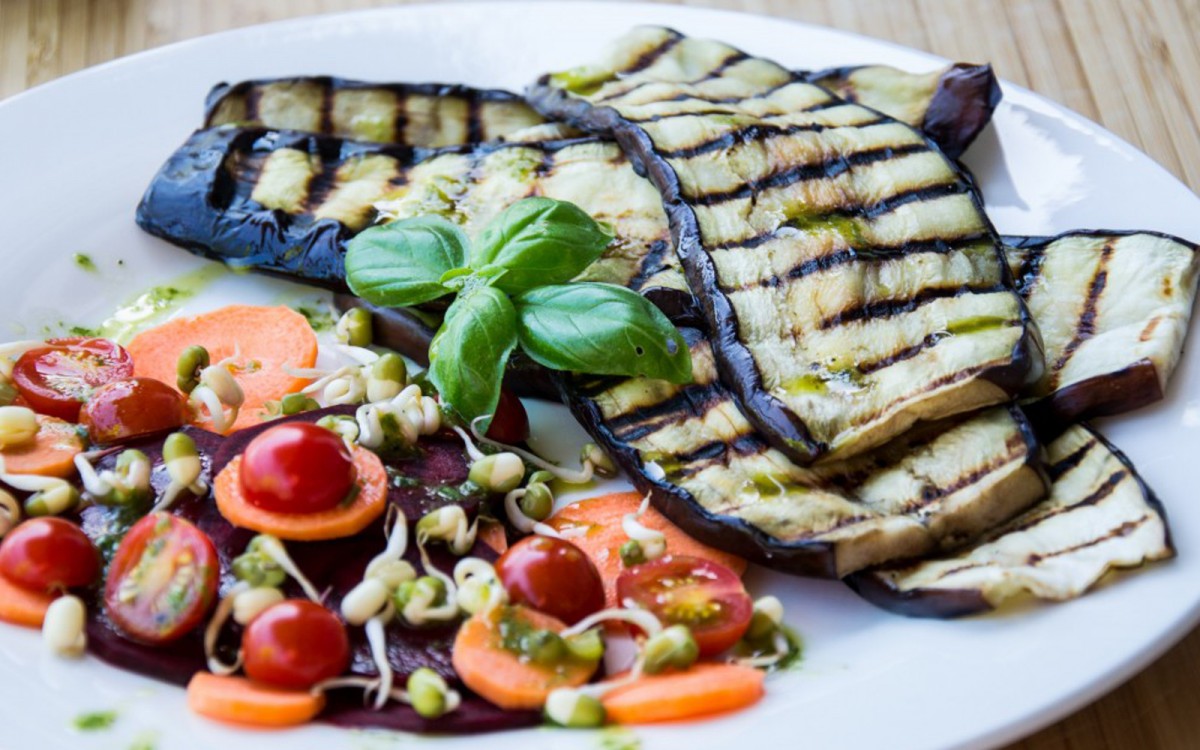 Grilled Eggplant with Lemon Basil Drizzle