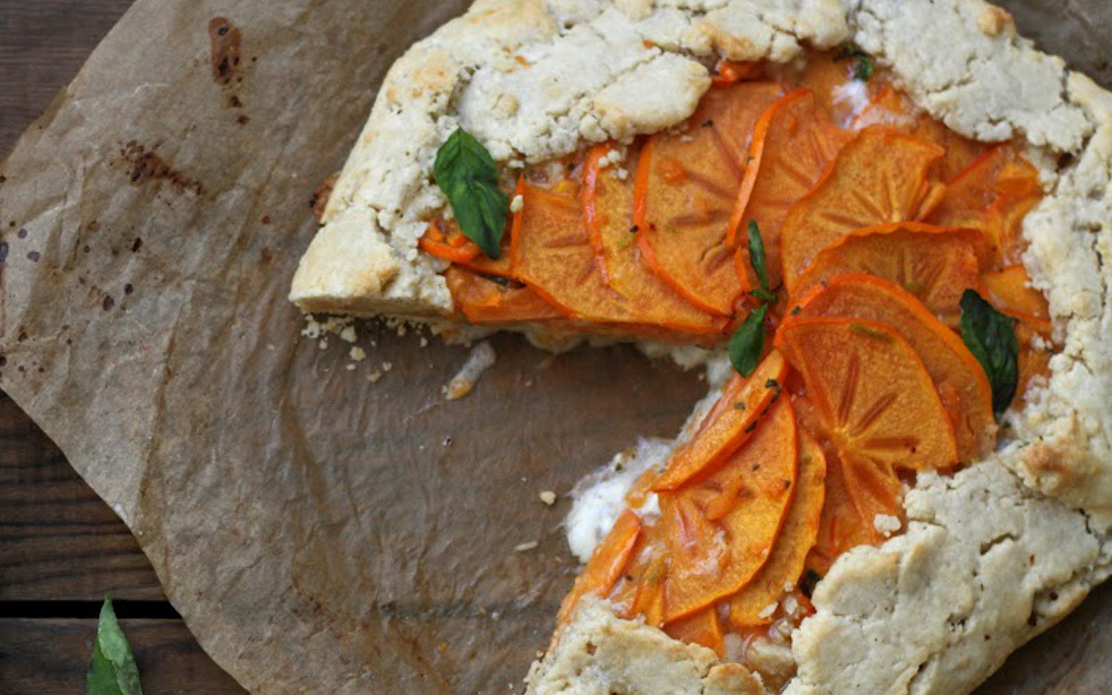 Persimmon and Basil Cream Galette