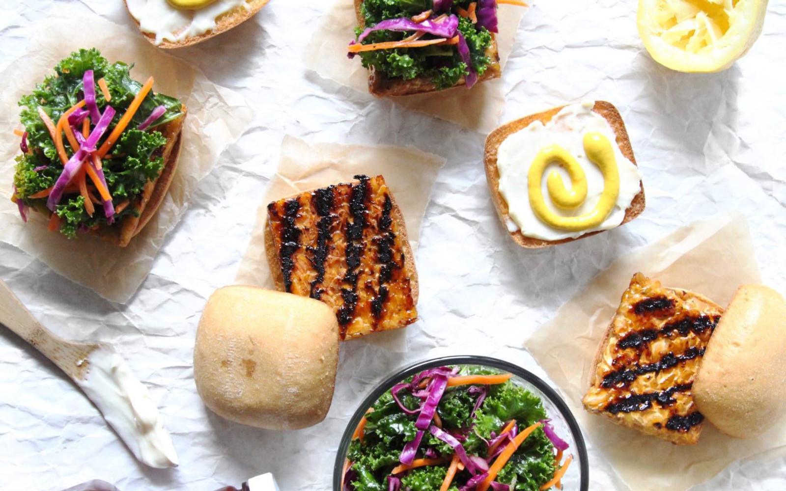 Grilled Barbecue Tempeh Slider With Kale Slaw