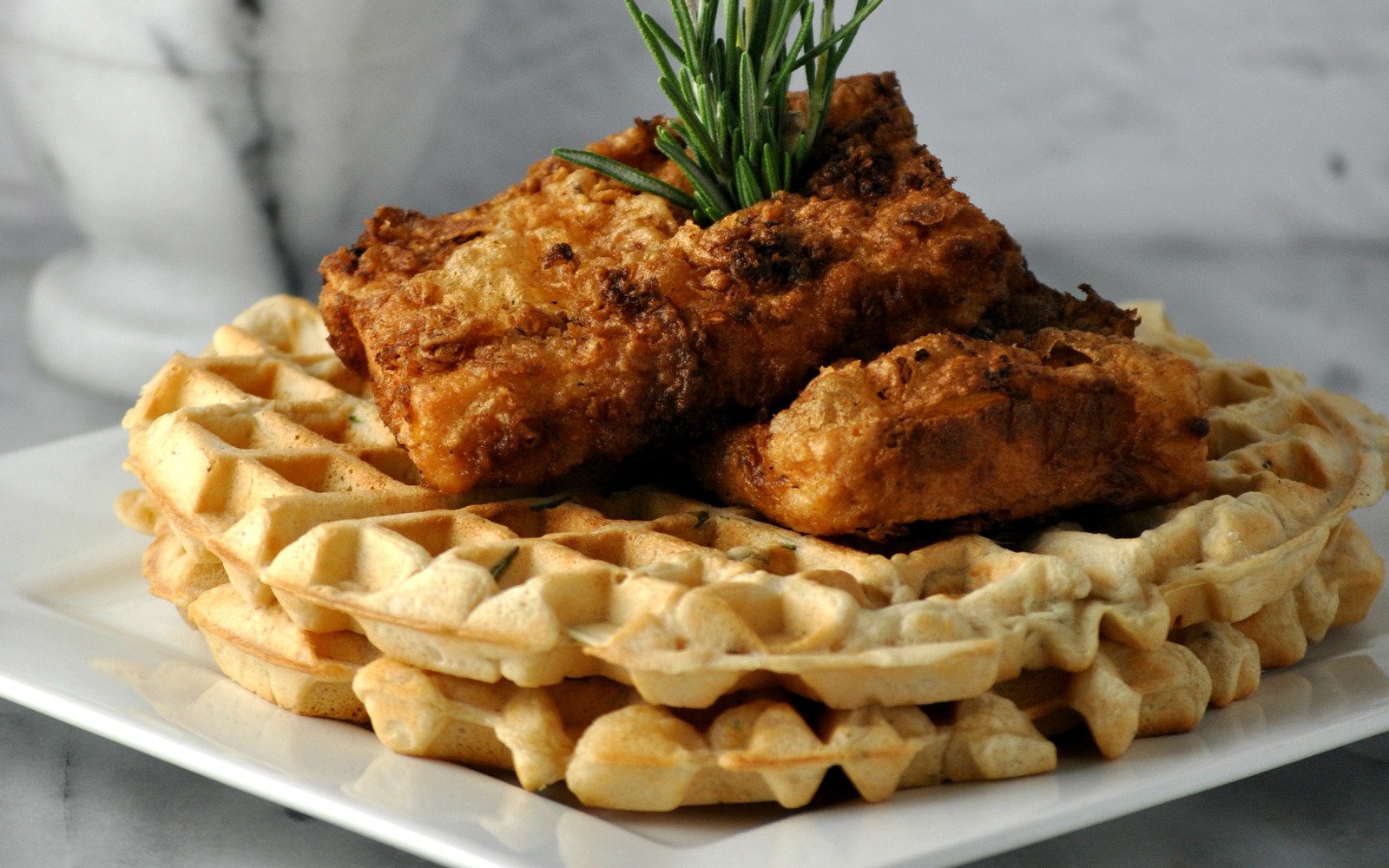 vegan fried chicken and waffles