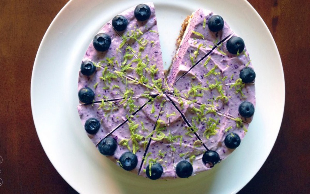 Vegan Blueberry Lime Layer Cheesecake