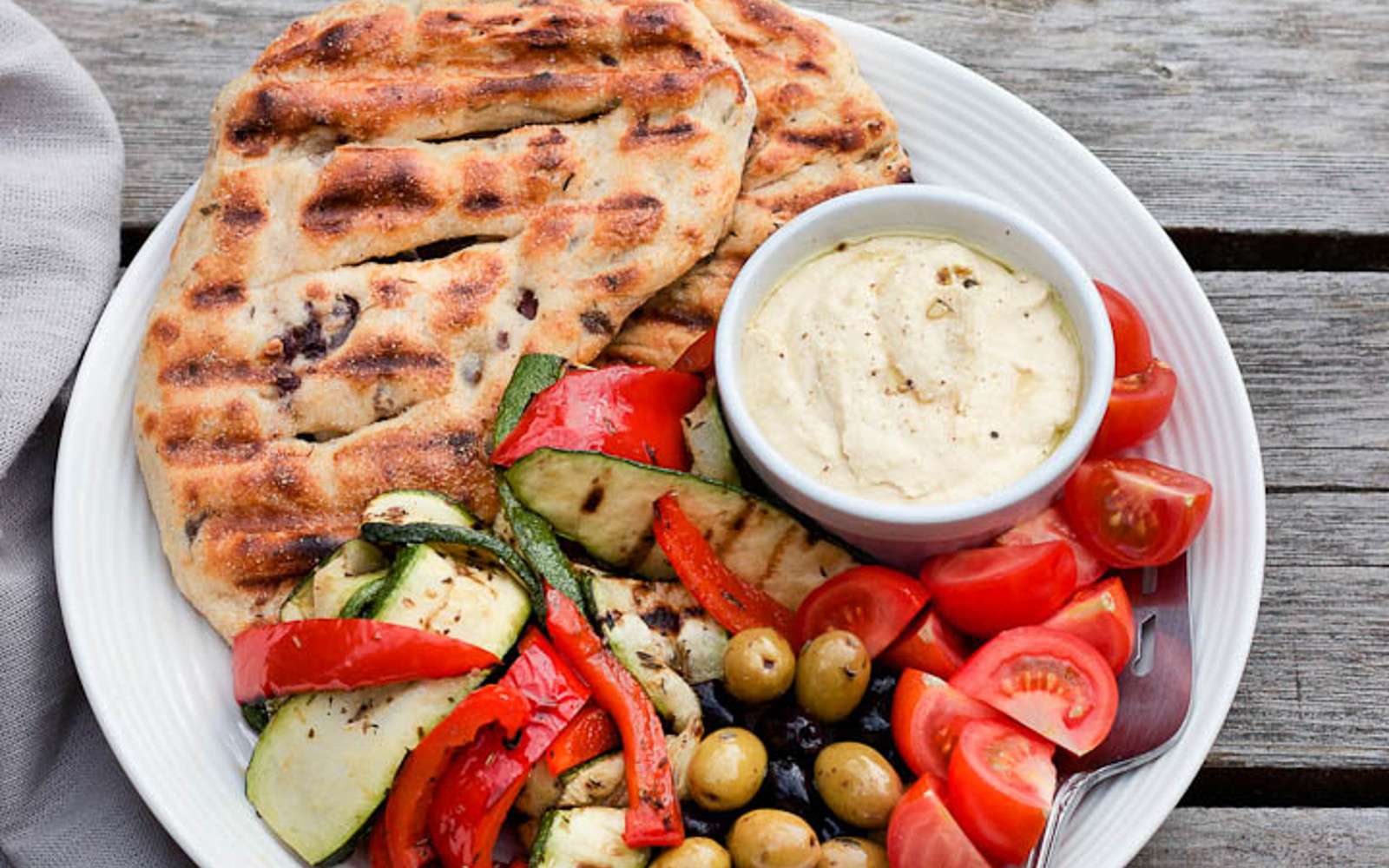Grilled Olive and Herb Flatbread Plate