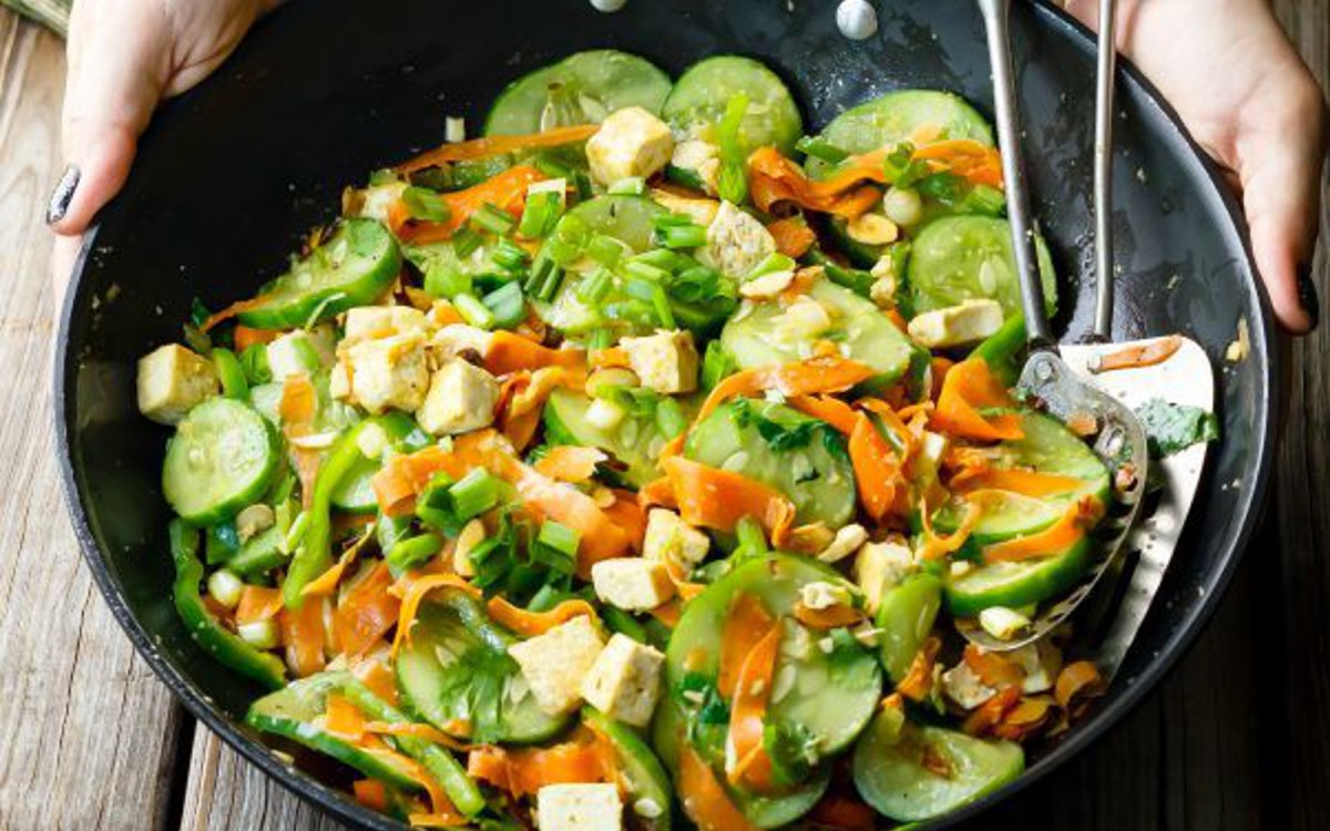 Spicy Cucumber Salad With Pan-Fried Tofu