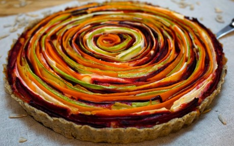 Vegetable Rose Tart With Cheesy Sun-Dried Tomato Filling