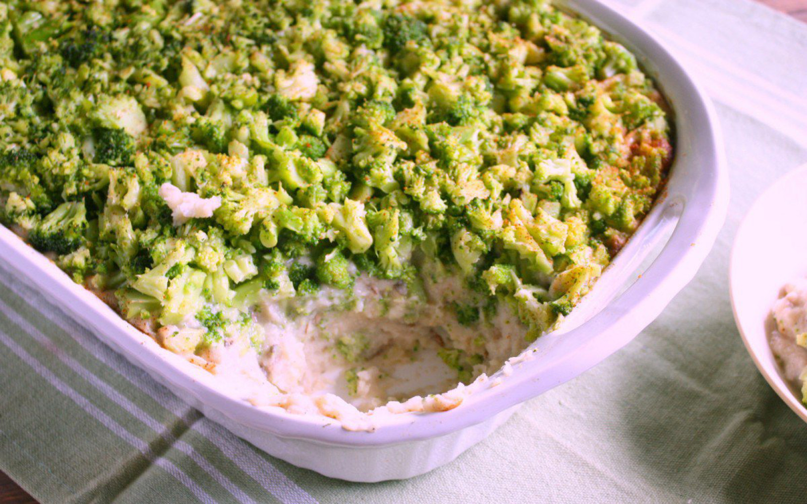 Mashed Potato Casserole With Broccoli and Cauliflower Gravy