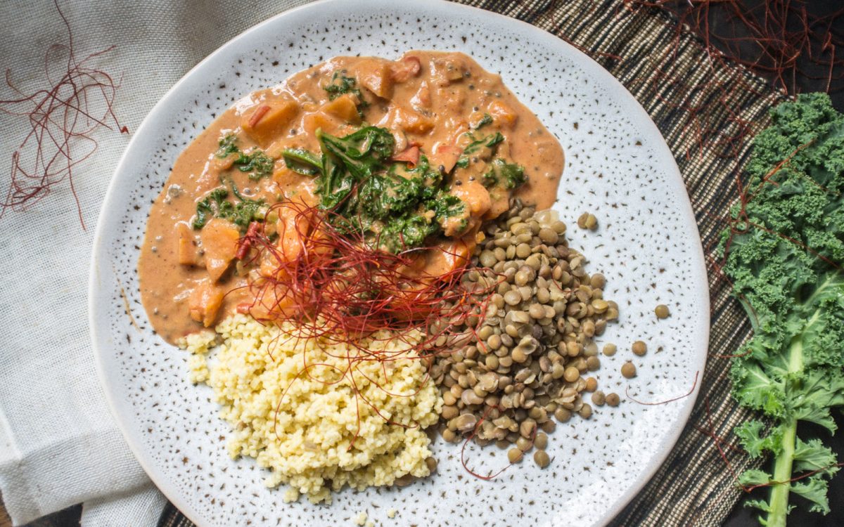 Spicy Peanut Curry With Lentils and Millet