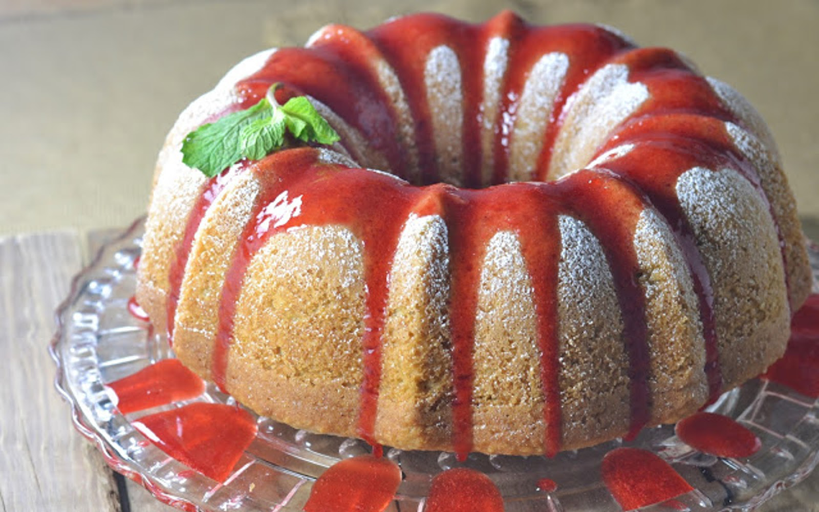 Lemon Coconut Bundt Cake With Strawberry Coulis