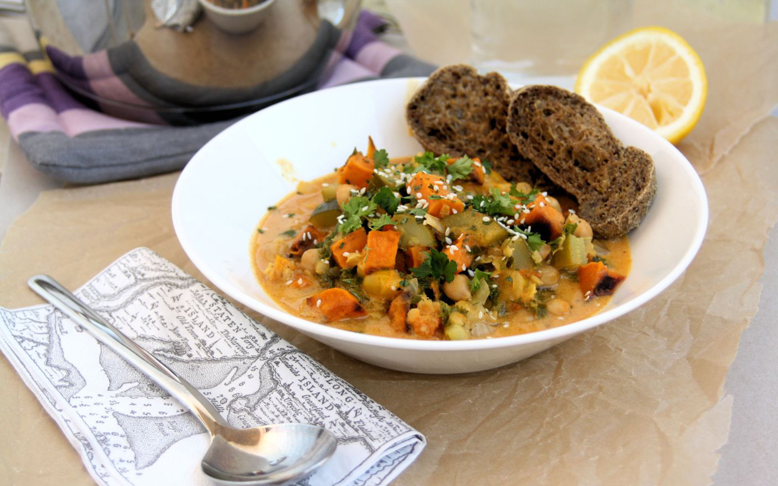 Roasted Sweet Potato and Red Lentil Curry